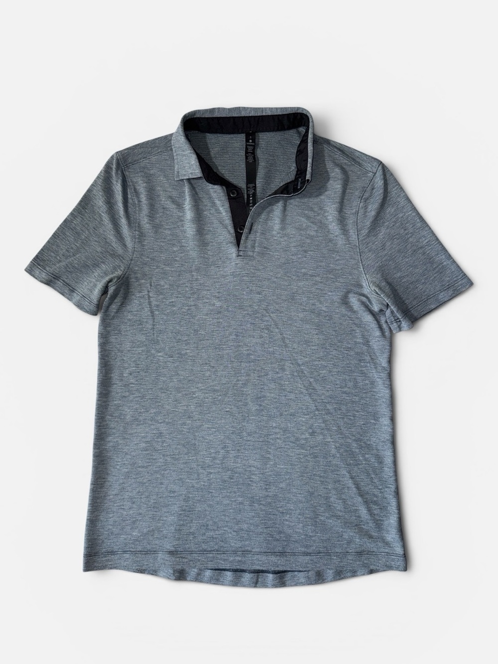 Lululemon mens S Small blue solid performance short sleeve polo shirt EUC